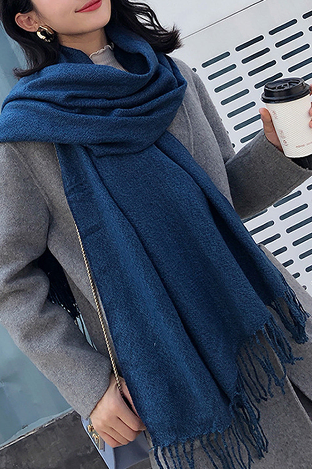 Women Winter Season Long Length Solid Pattern Beautiful Muffler