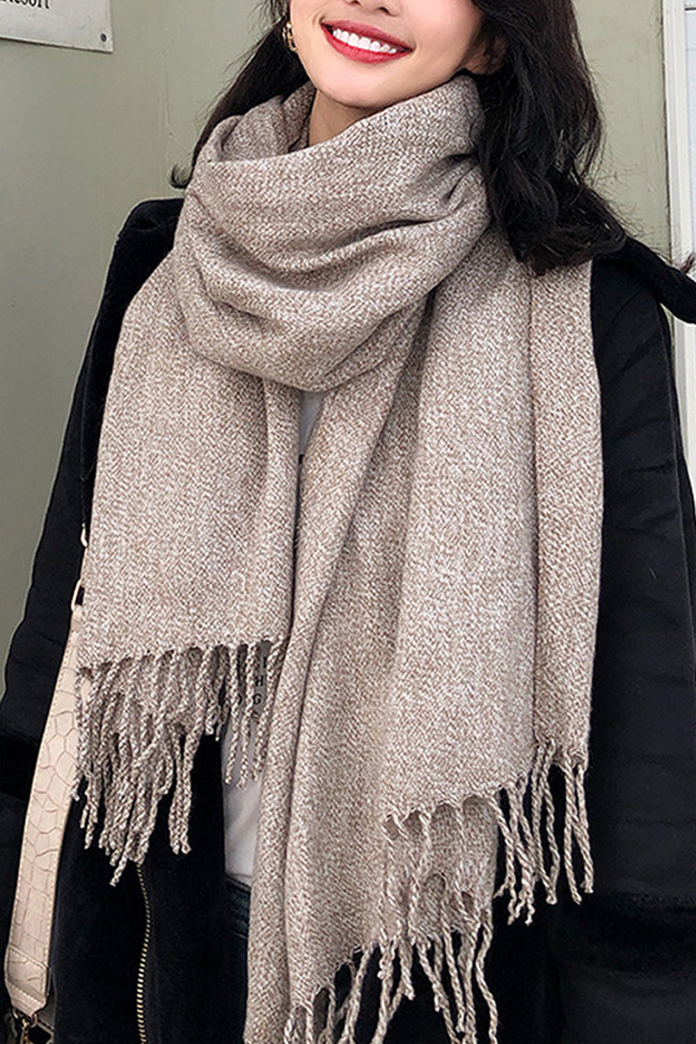 Women Winter Season Long Length Solid Pattern Beautiful Muffler