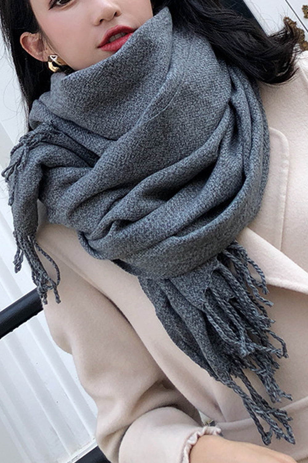 Women Winter Season Long Length Solid Pattern Beautiful Muffler