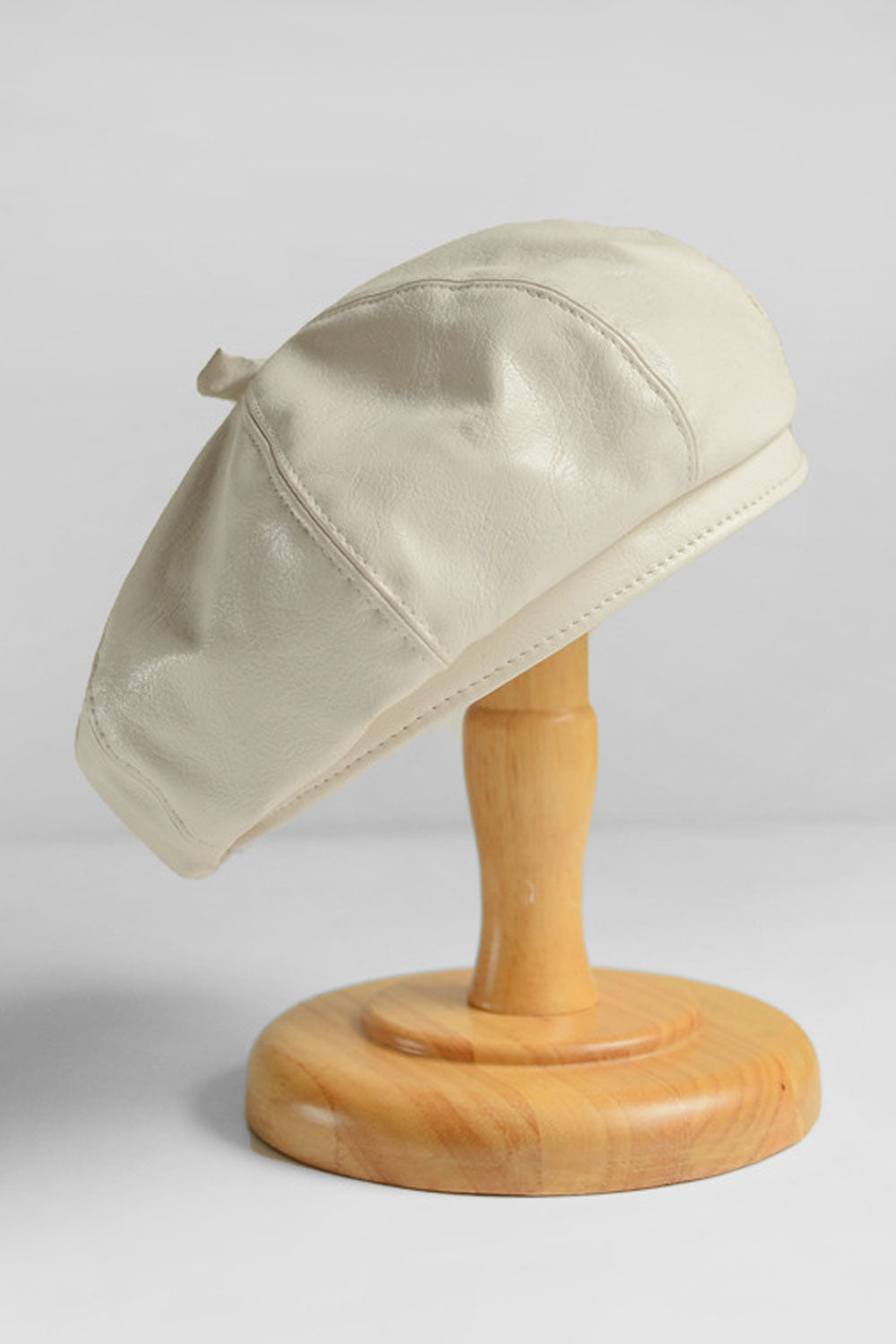 Women Trend Pumpkin Shape PU Leather Cute Beret Hat