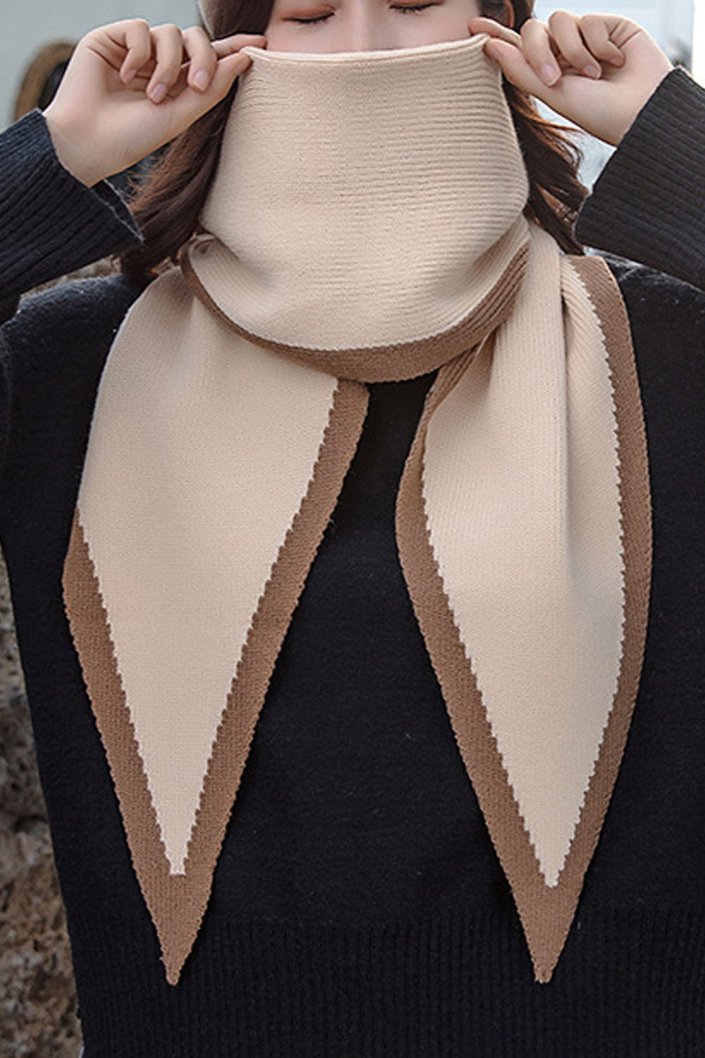Women Simple Styled Casual Wind Breaker Cozy Muffler