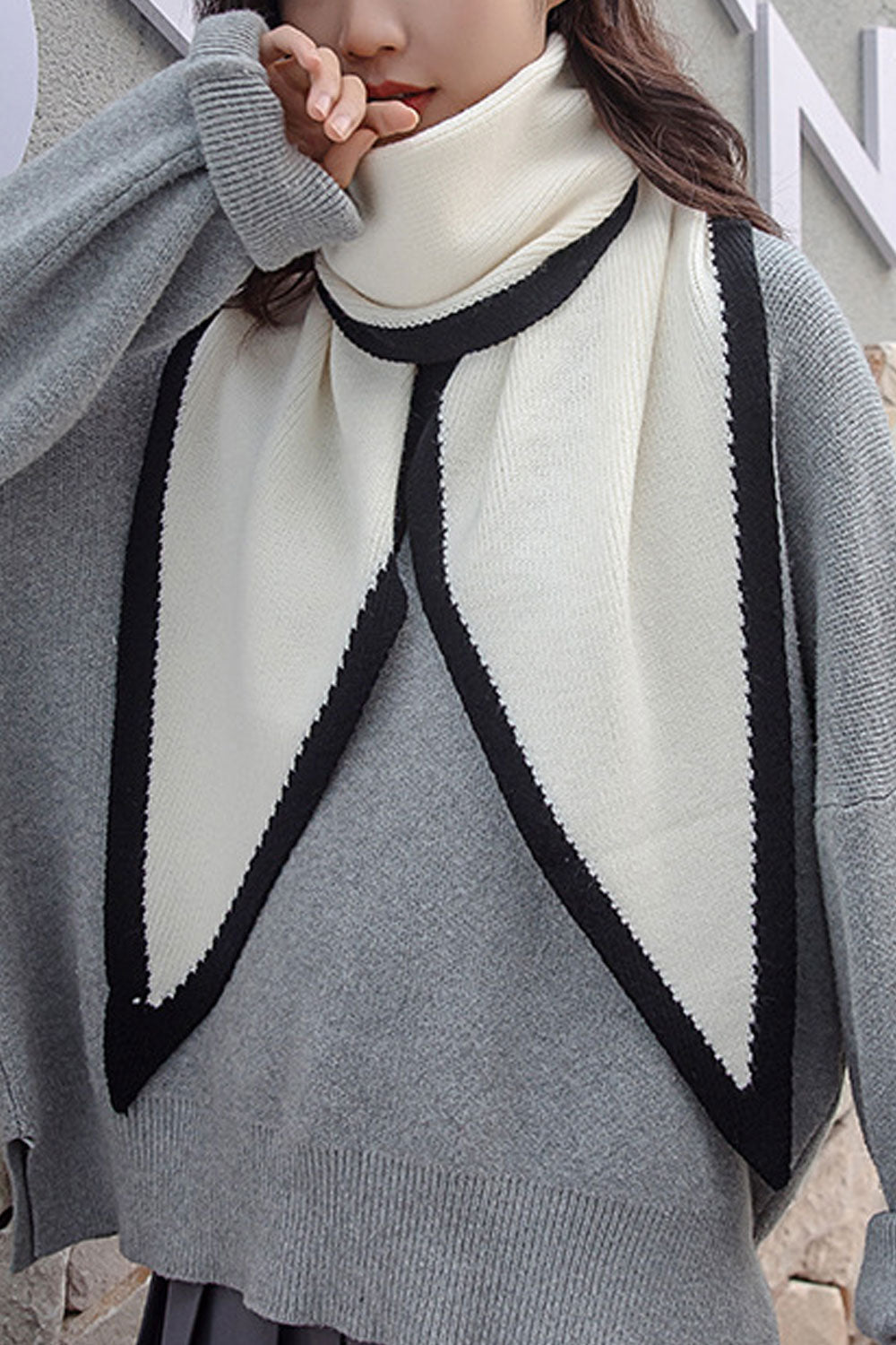 Women Simple Styled Casual Wind Breaker Cozy Muffler