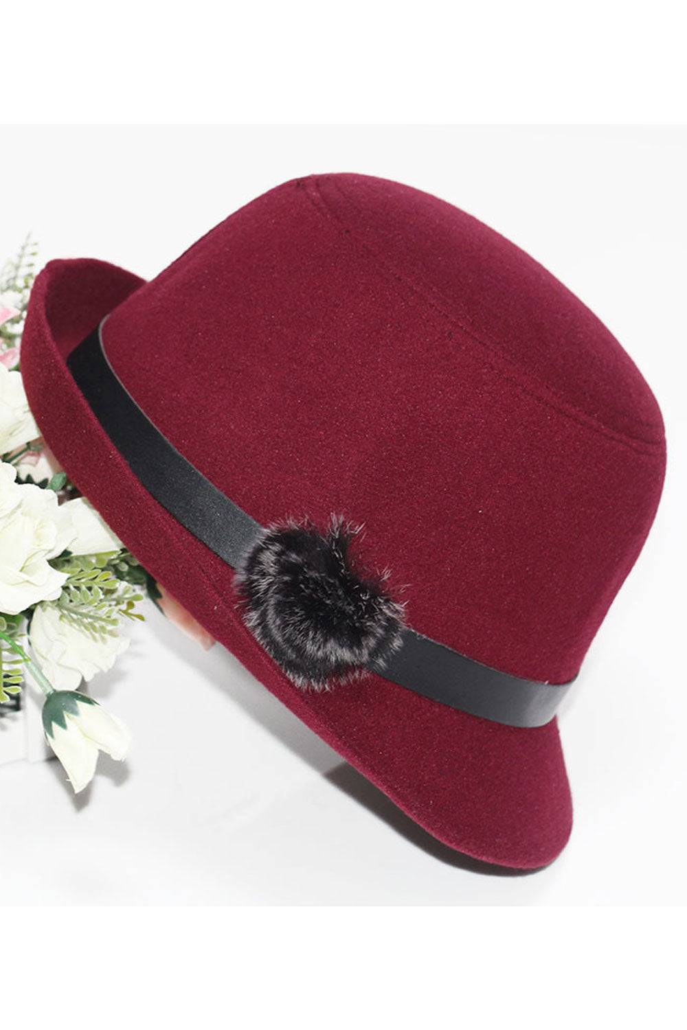 Women Cute Hairball Decoration Cold Protection Beret Hat