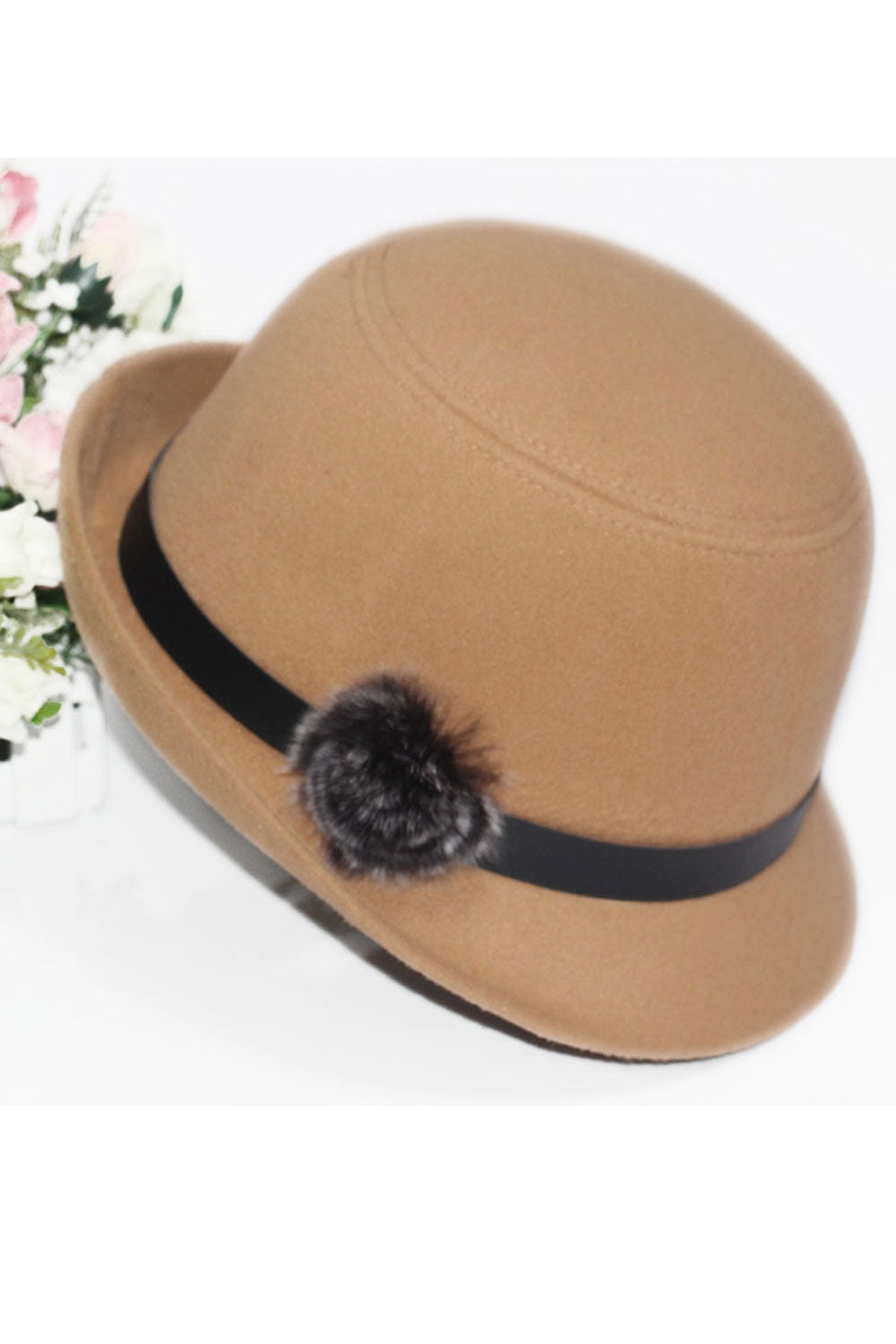 Women Cute Hairball Decoration Cold Protection Beret Hat