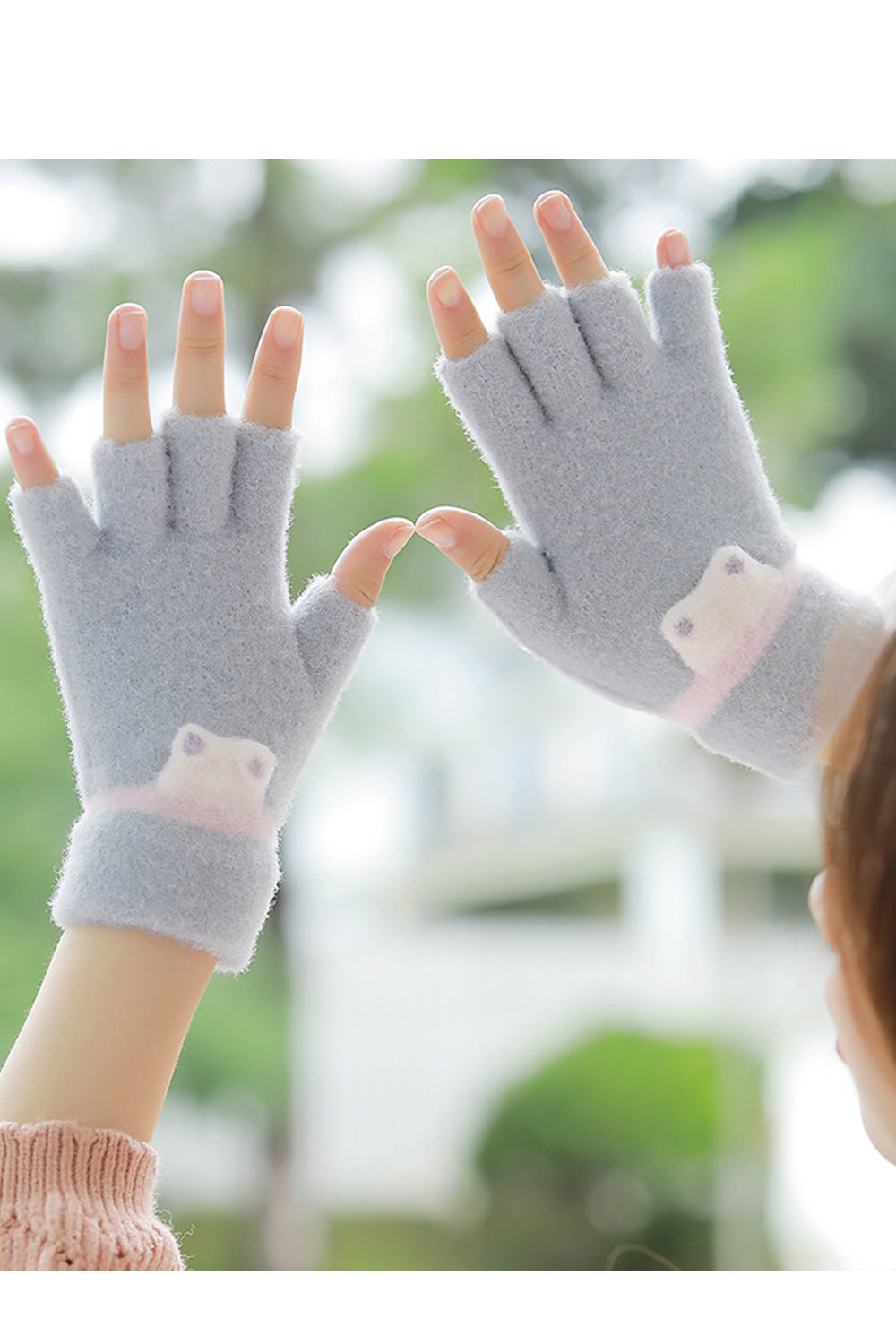 Women Half Finger Styled Soft Comfortable Knitted Gloves