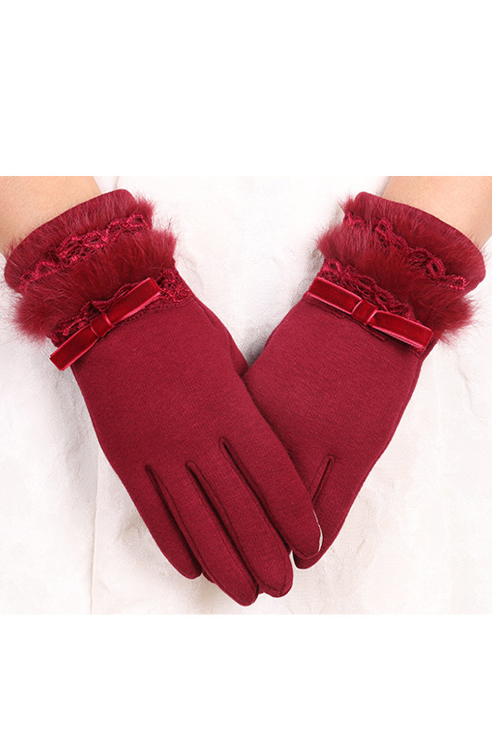 Women Solid Pattern Magnificent Styled Warm Casual Knitted Gloves