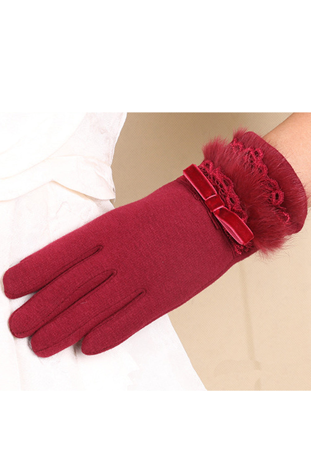 Women Solid Pattern Magnificent Styled Warm Casual Knitted Gloves
