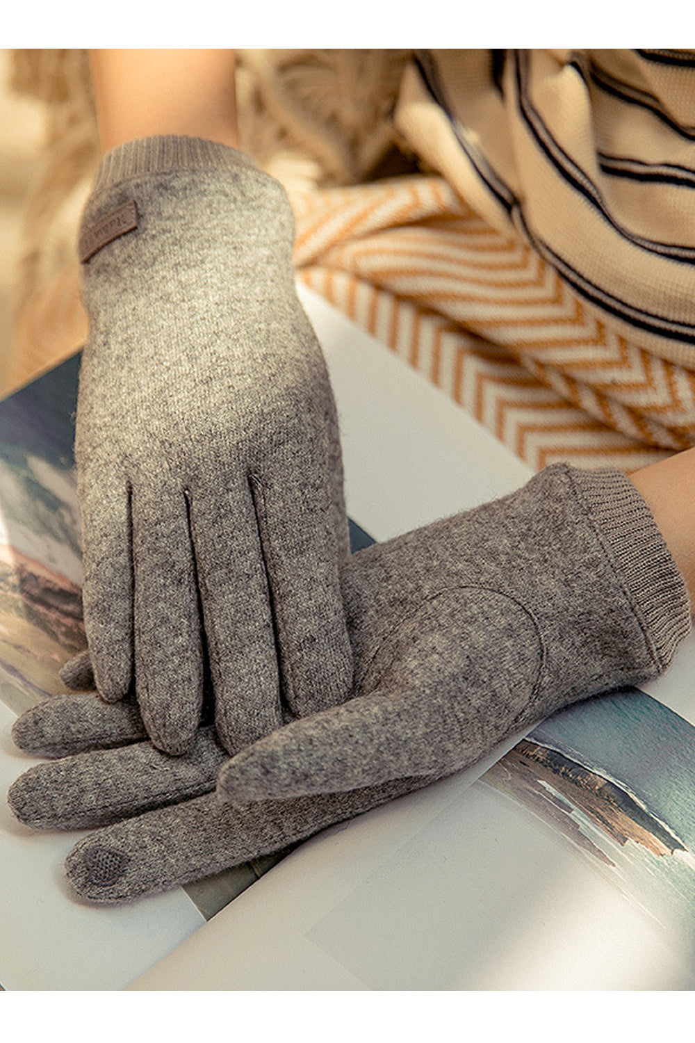 Women Elegant Styled Solid Colored Warm Winter Casual Knitted Gloves