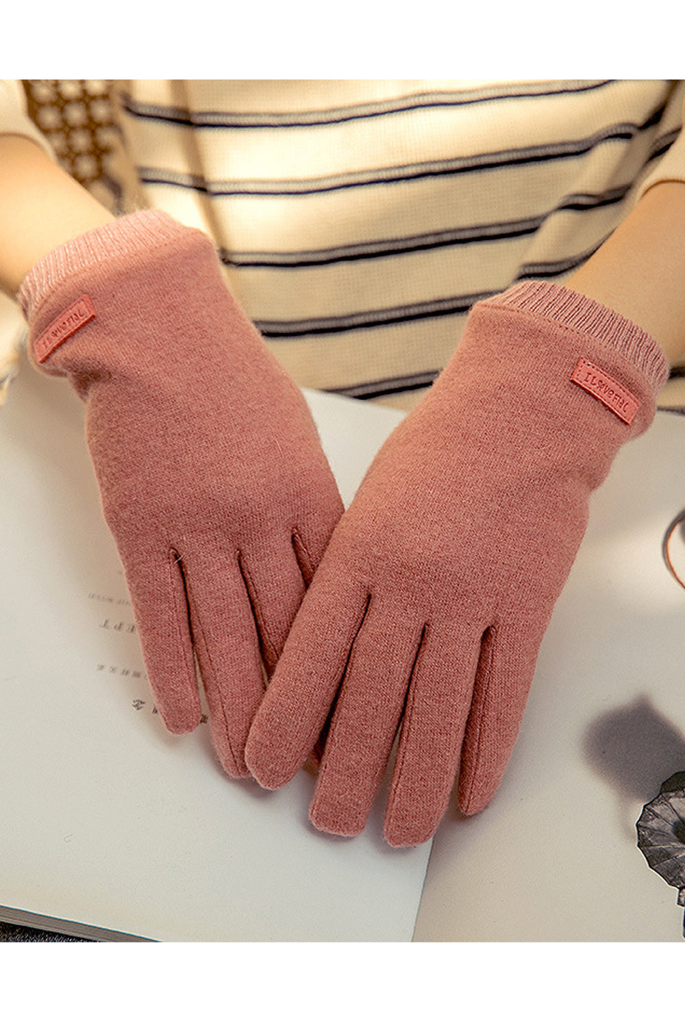 Women Elegant Styled Solid Colored Warm Winter Casual Knitted Gloves