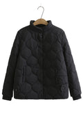 Women Thick Solid Colored Long Sleeve Stand Up Collar Cozy Padded Jacket