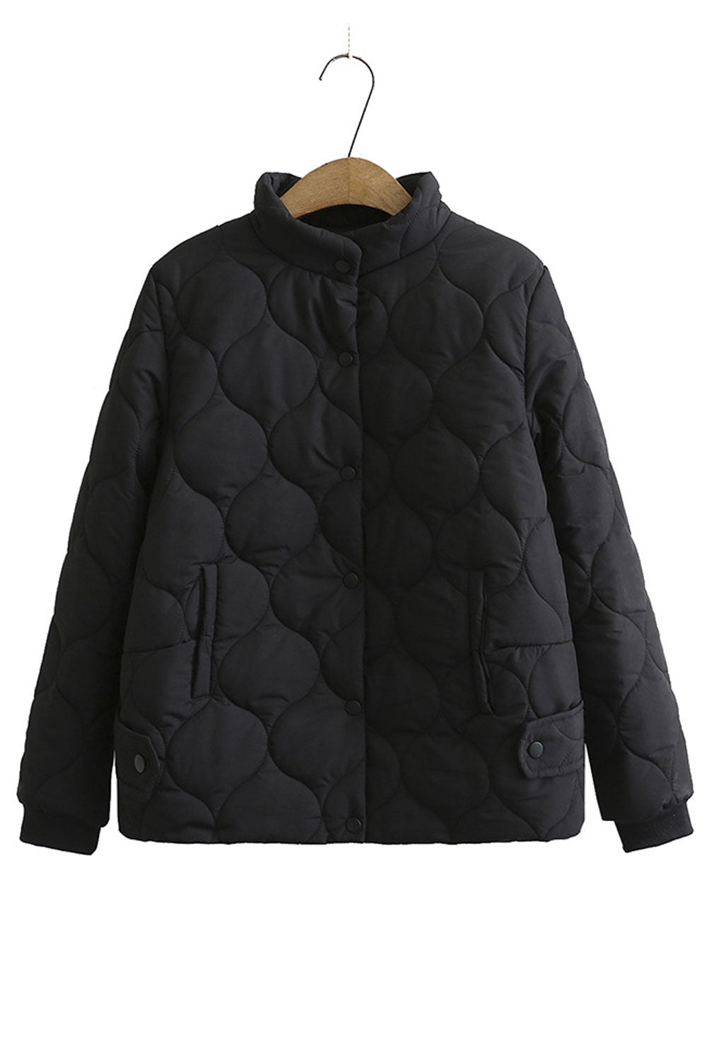 Women Thick Solid Colored Long Sleeve Stand Up Collar Cozy Padded Jacket