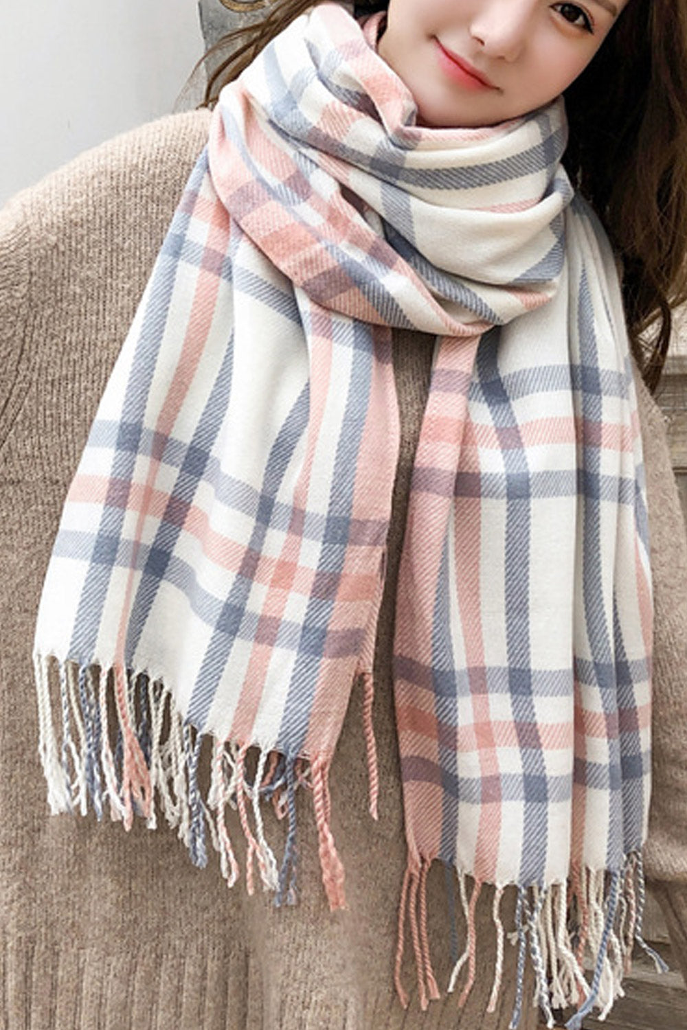 Women Lovely Tassel Decorated Beautiful Cashmere Warm Muffler