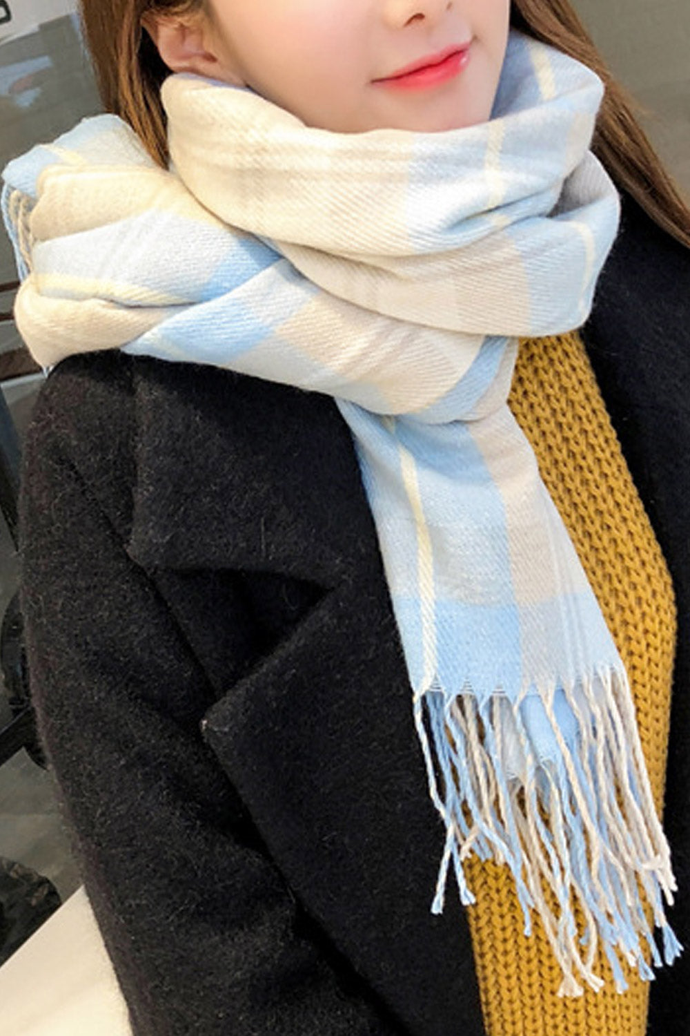 Women Lovely Tassel Decorated Beautiful Cashmere Warm Muffler