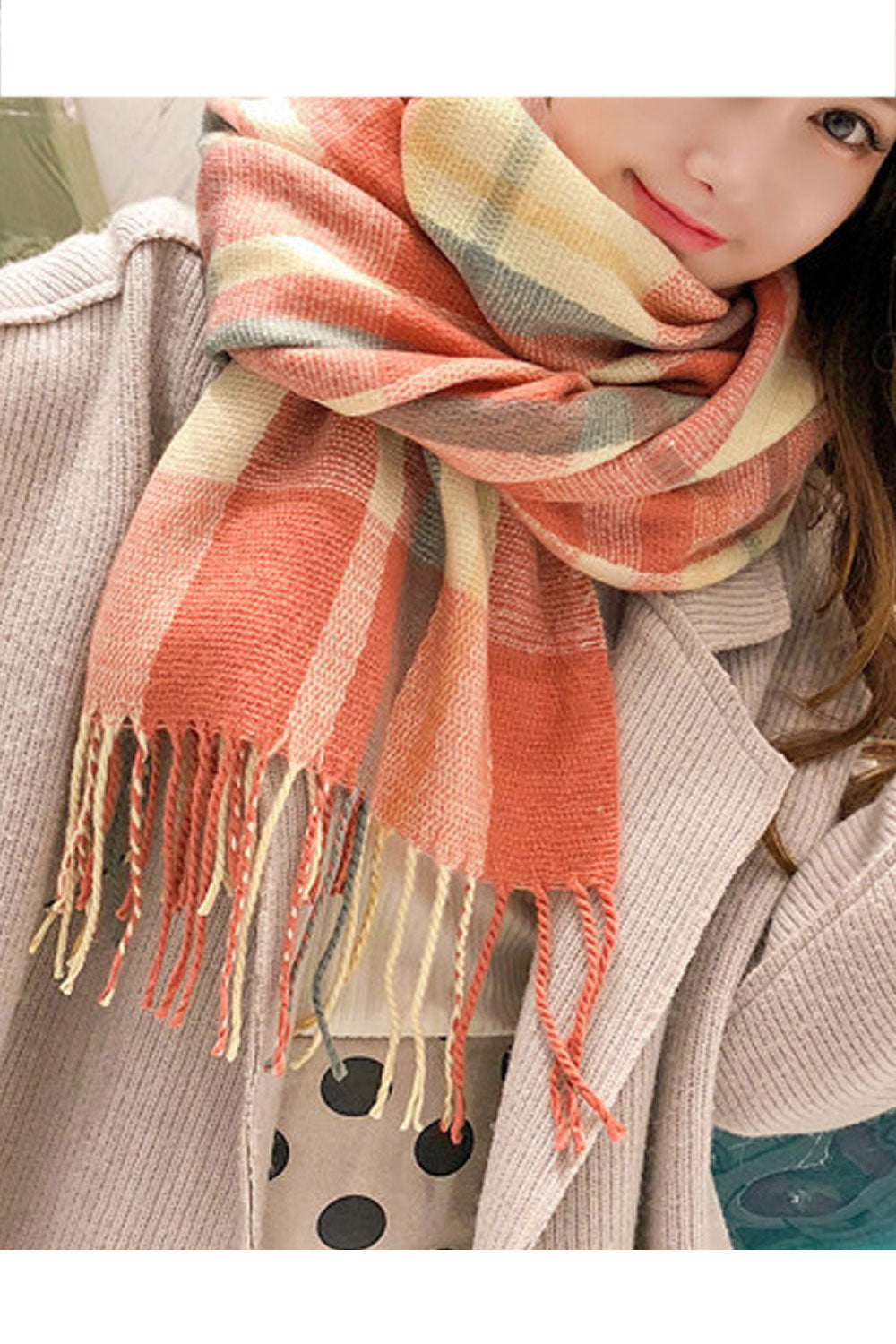 Women Lovely Tassel Decorated Beautiful Cashmere Warm Muffler