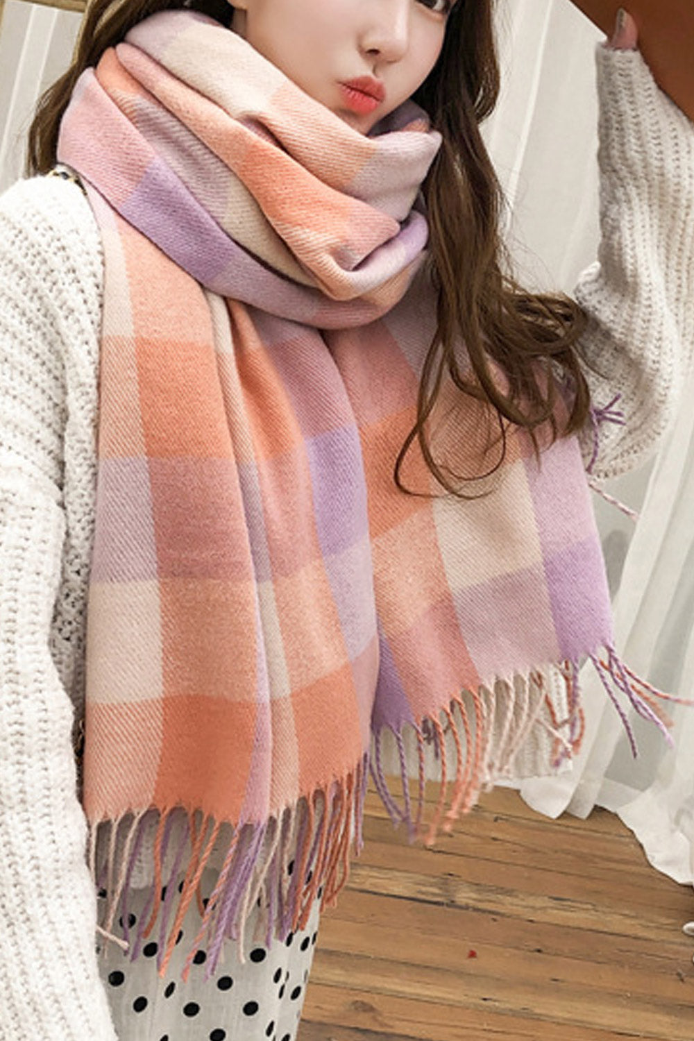 Women Lovely Tassel Decorated Beautiful Cashmere Warm Muffler