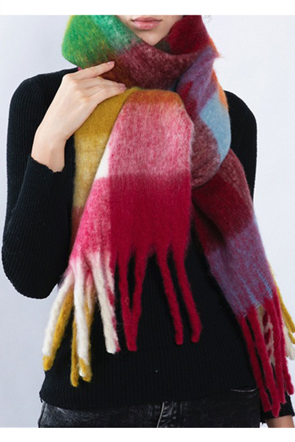 Women Comfortable Soft Tassel Hem Wonderful Muffler