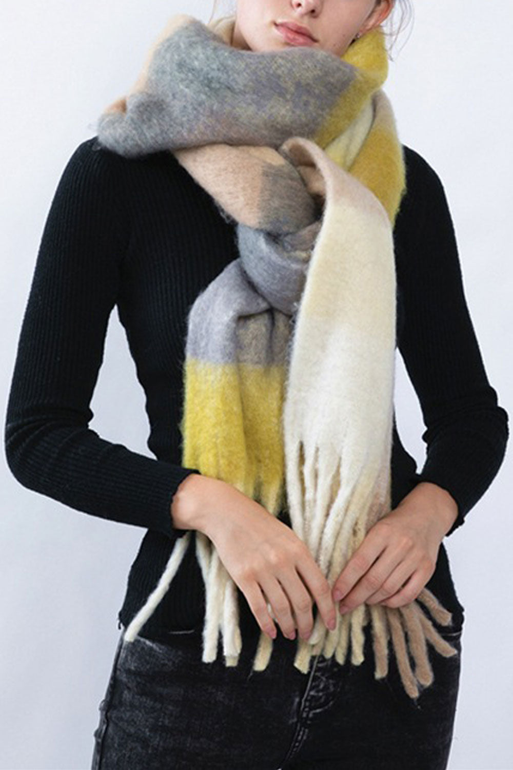 Women Comfortable Soft Tassel Hem Wonderful Muffler