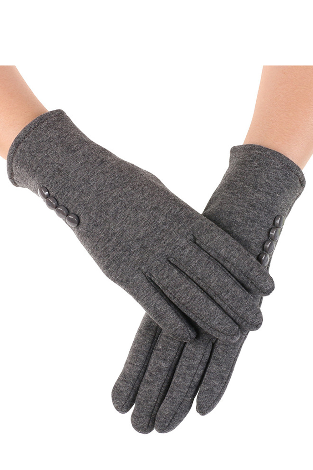 Women Button Decorated Pretty Warm Thick Winter Knitted Gloves