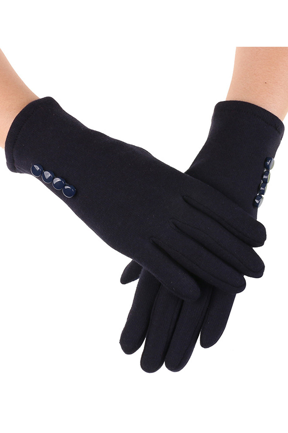 Women Button Decorated Pretty Warm Thick Winter Knitted Gloves