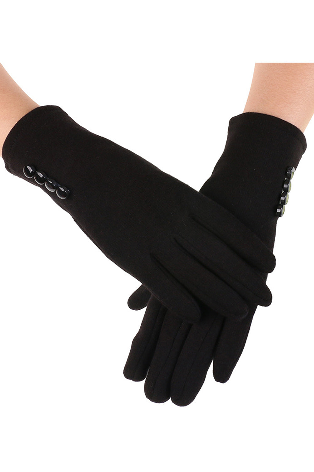 Women Button Decorated Pretty Warm Thick Winter Knitted Gloves