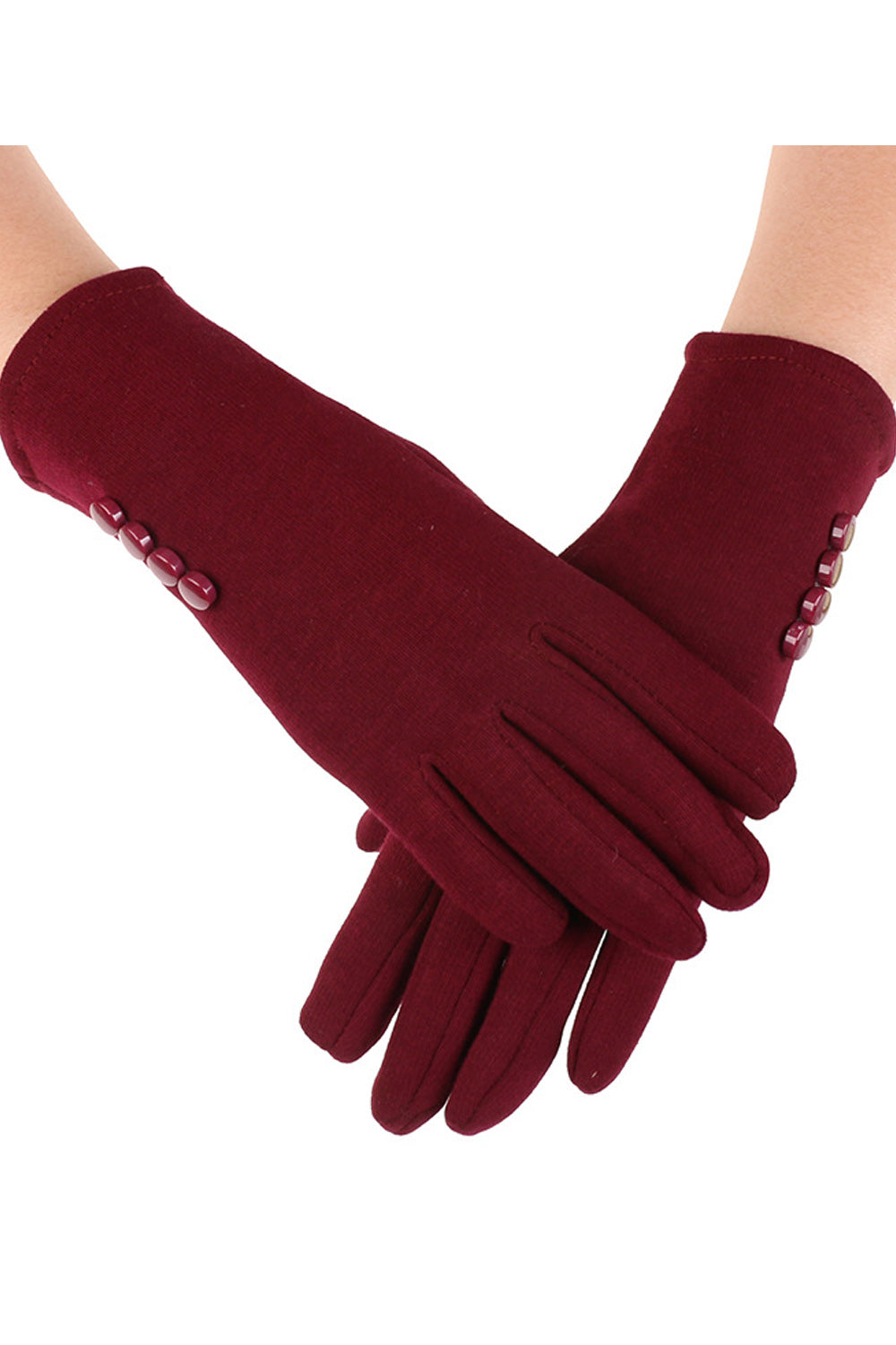 Women Button Decorated Pretty Warm Thick Winter Knitted Gloves