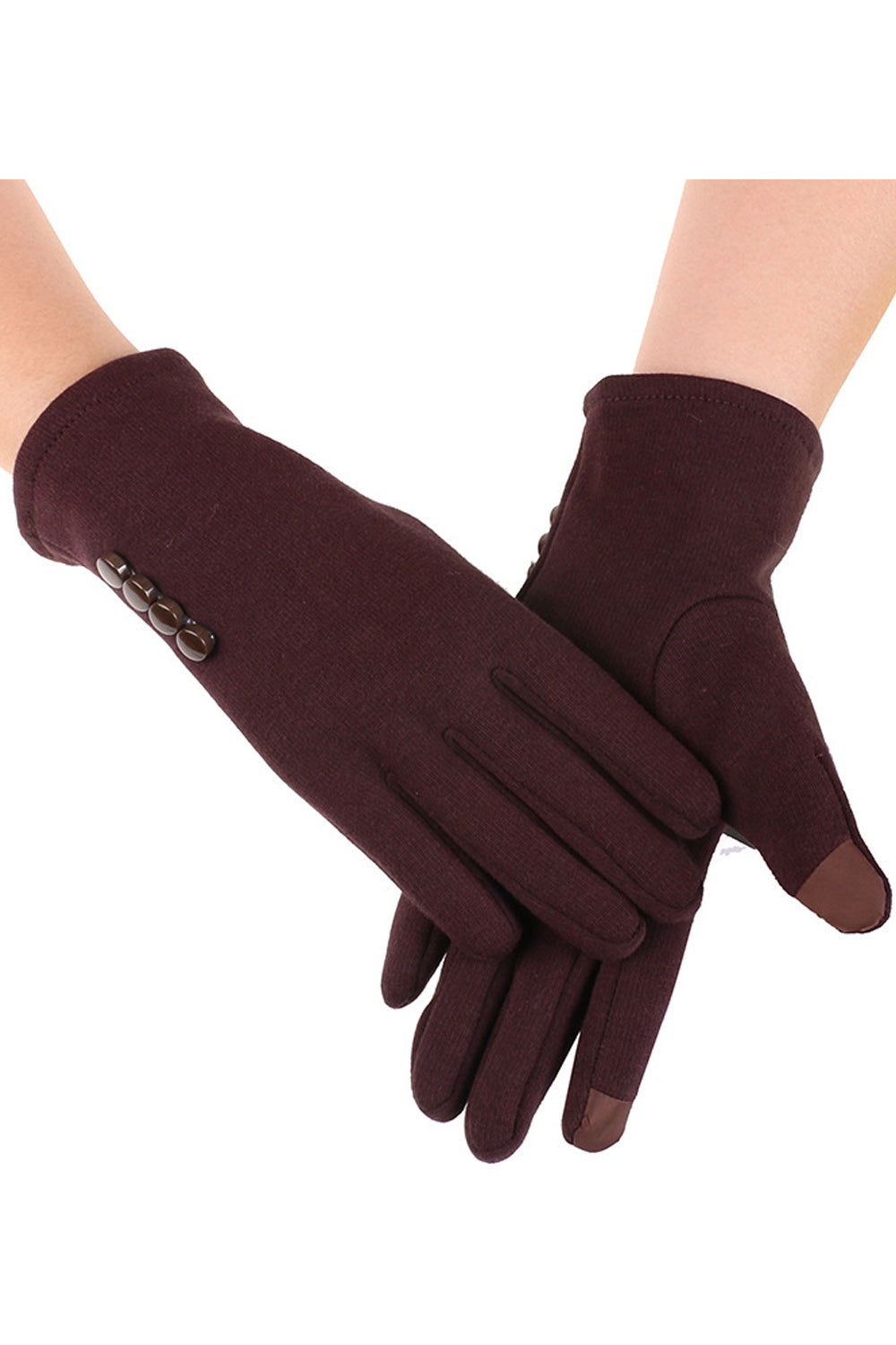 Women Button Decorated Pretty Warm Thick Winter Knitted Gloves