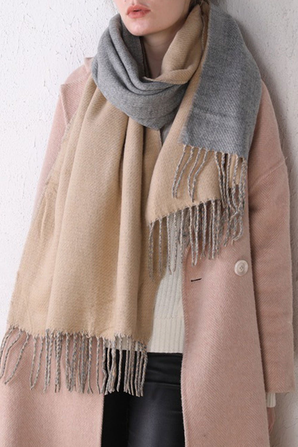 Women Thick Long Solid Colored Trendy Tassel Hem Warm Muffler