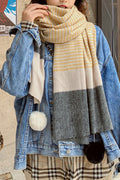 Women Warm Hair Ball Hem Lovely Long Classy Muffler
