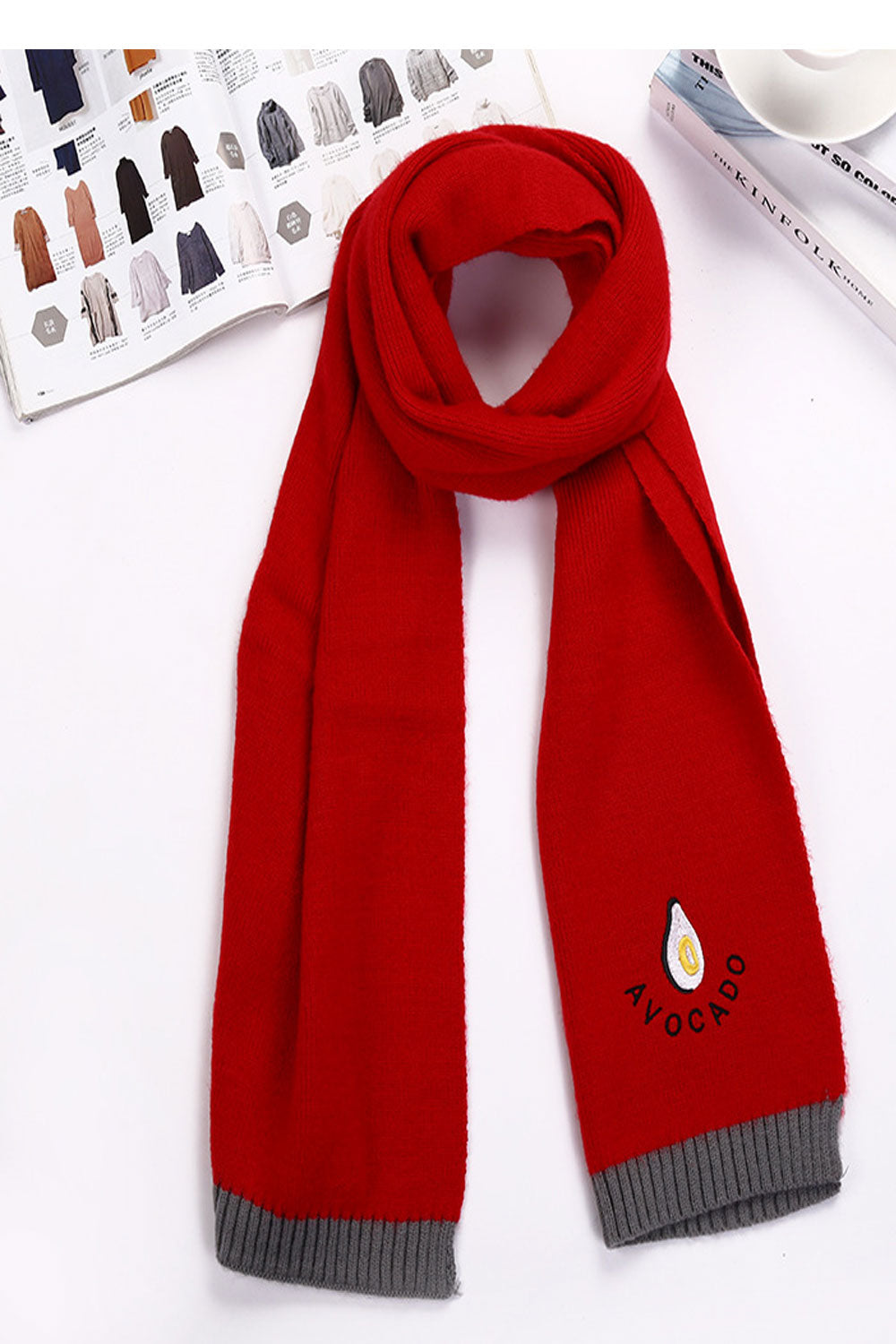 Women Solid Colored Cute Embroidered Muffler