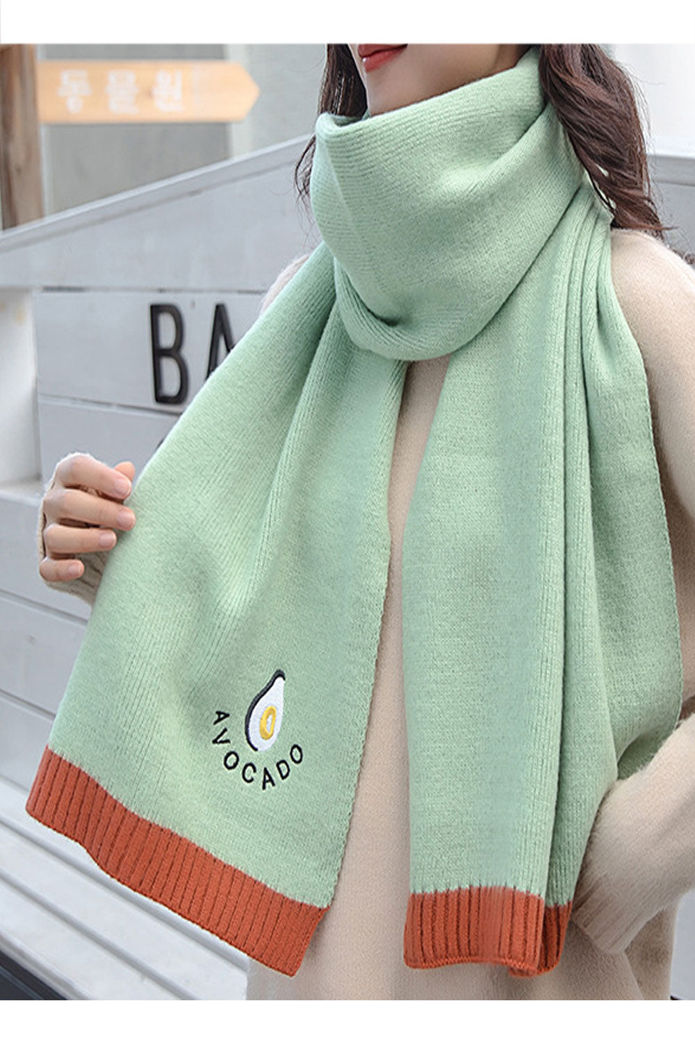 Women Solid Colored Cute Embroidered Muffler