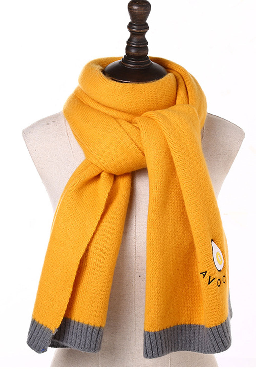 Women Solid Colored Cute Embroidered Muffler