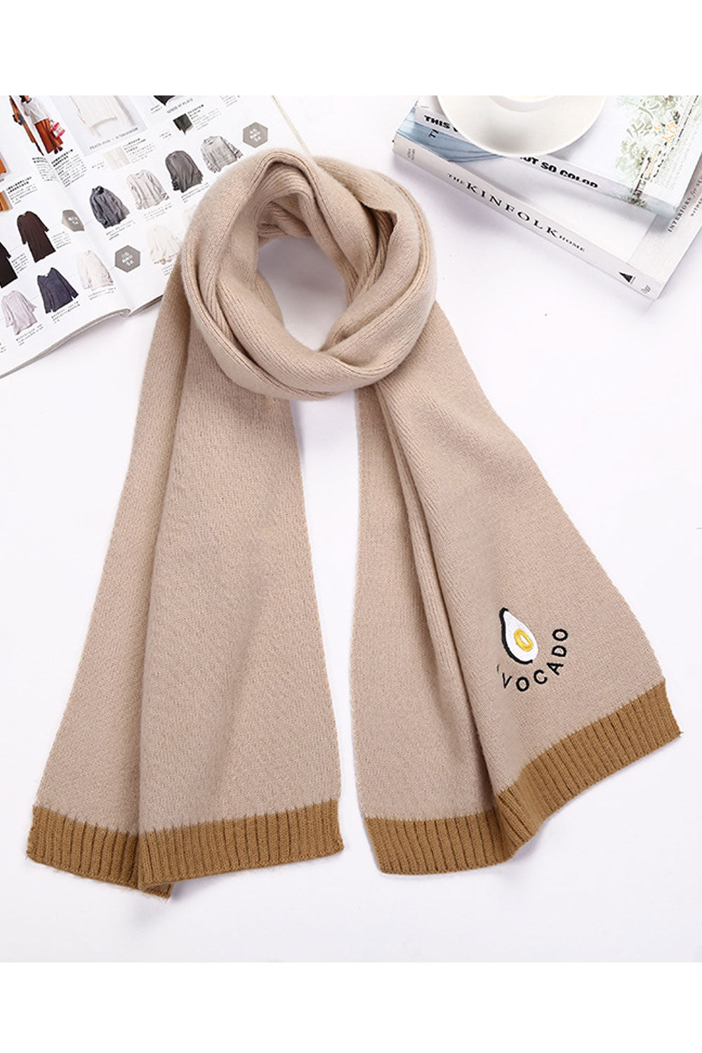 Women Solid Colored Cute Embroidered Muffler