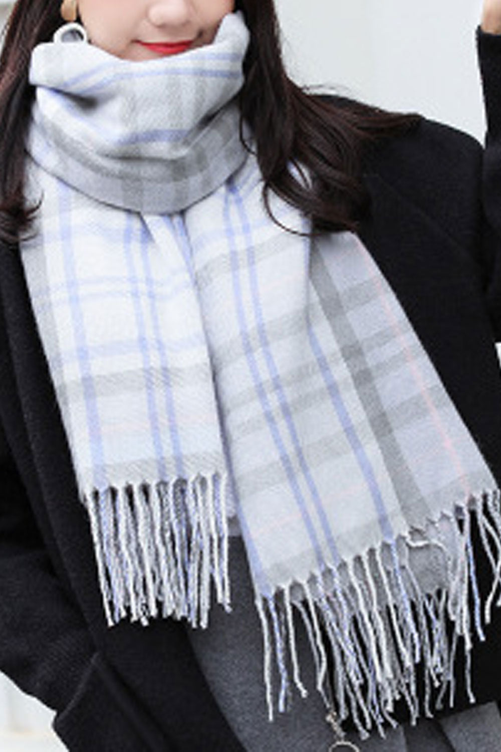 Women Pretty Plaid Pattern Casual Winter Muffler