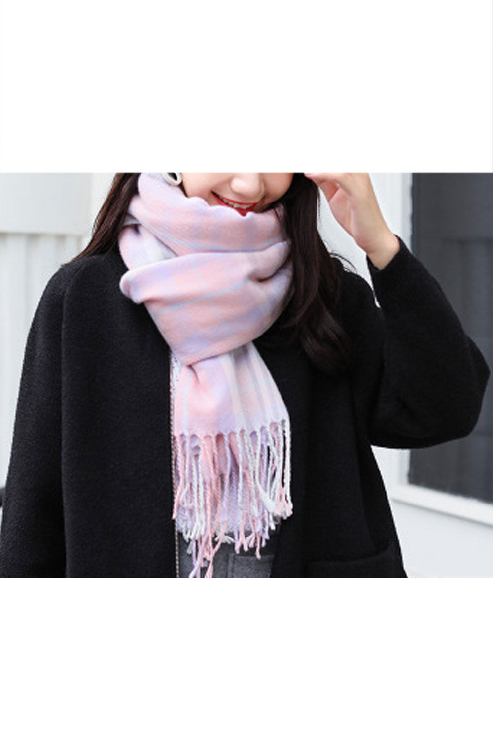 Women Pretty Plaid Pattern Casual Winter Muffler