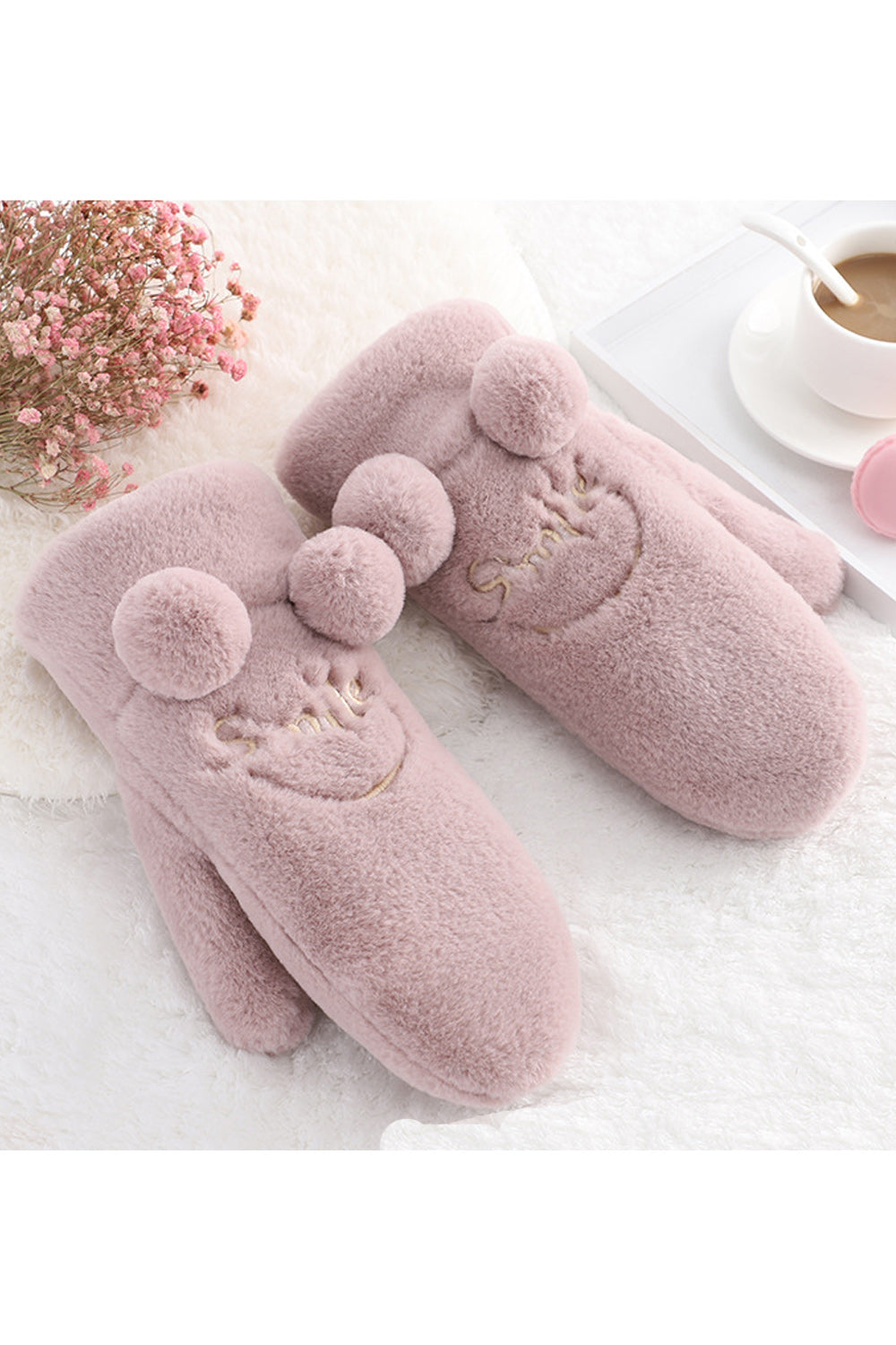 Women Warm Winter Season Solid Pattern Lovely Knitted Gloves