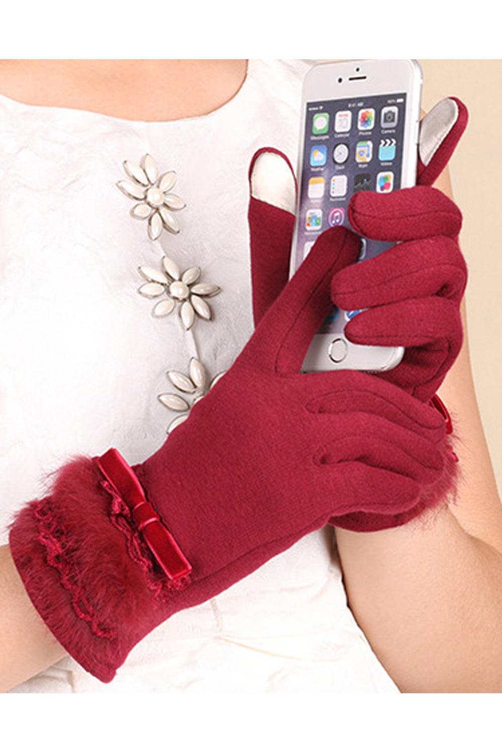 Women Soft Comfortable Warm Winter Season Knitted Gloves