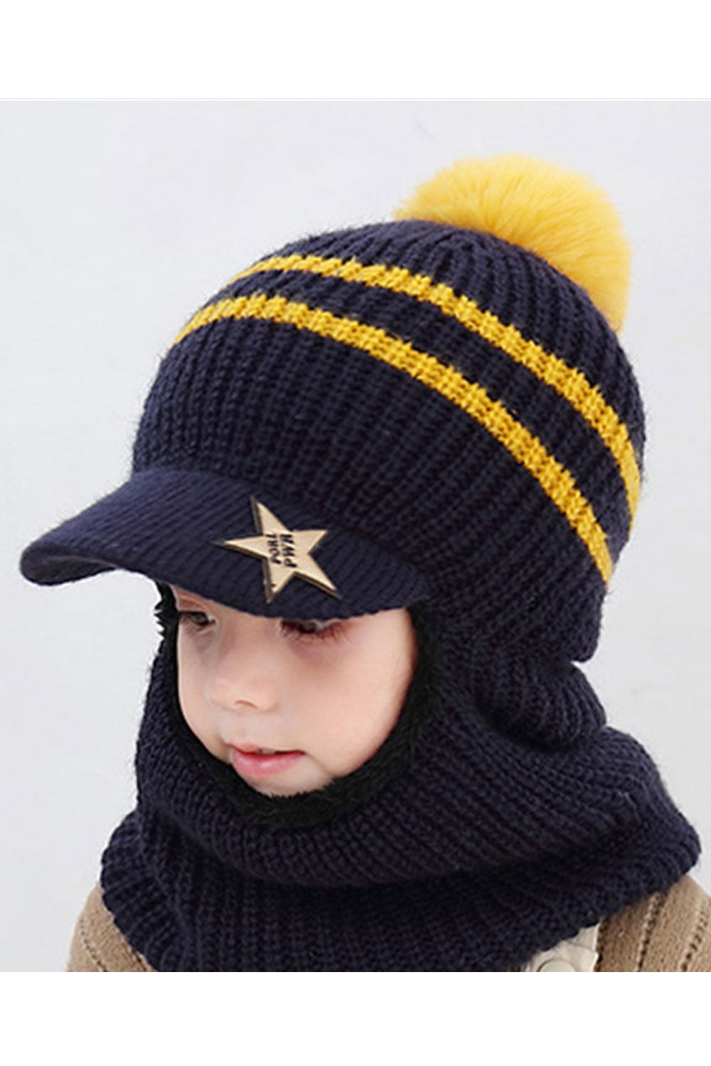 Kids Girls Cozy Casual Hair Ball Decorated Cute Winter Hat