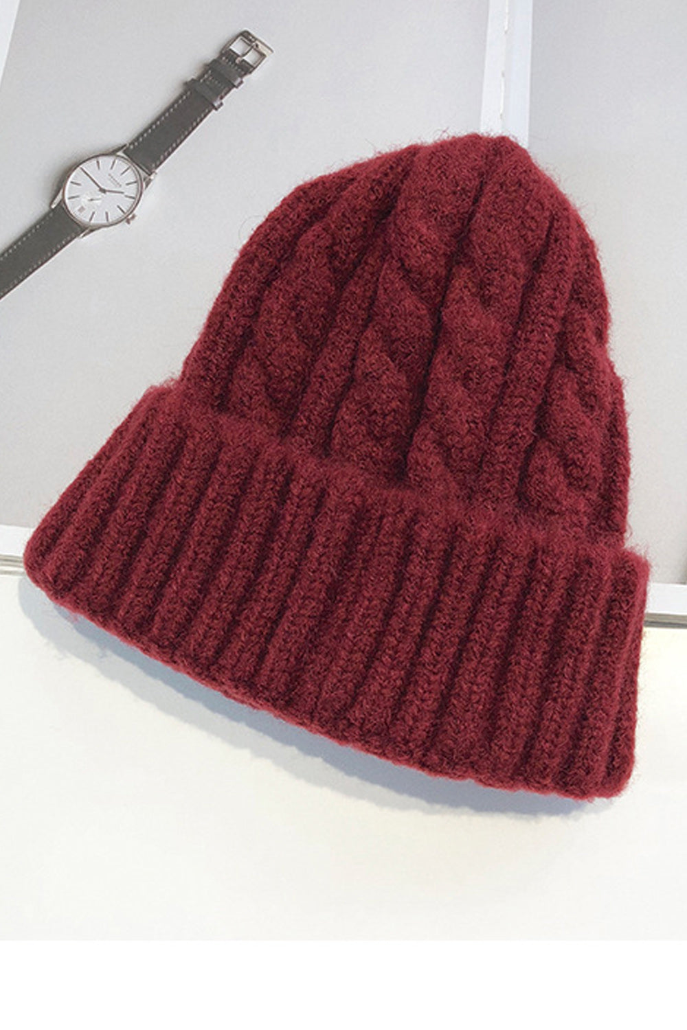 Women Thick Winter Outdoor Ear Protection Solid Colored Knitted Hat