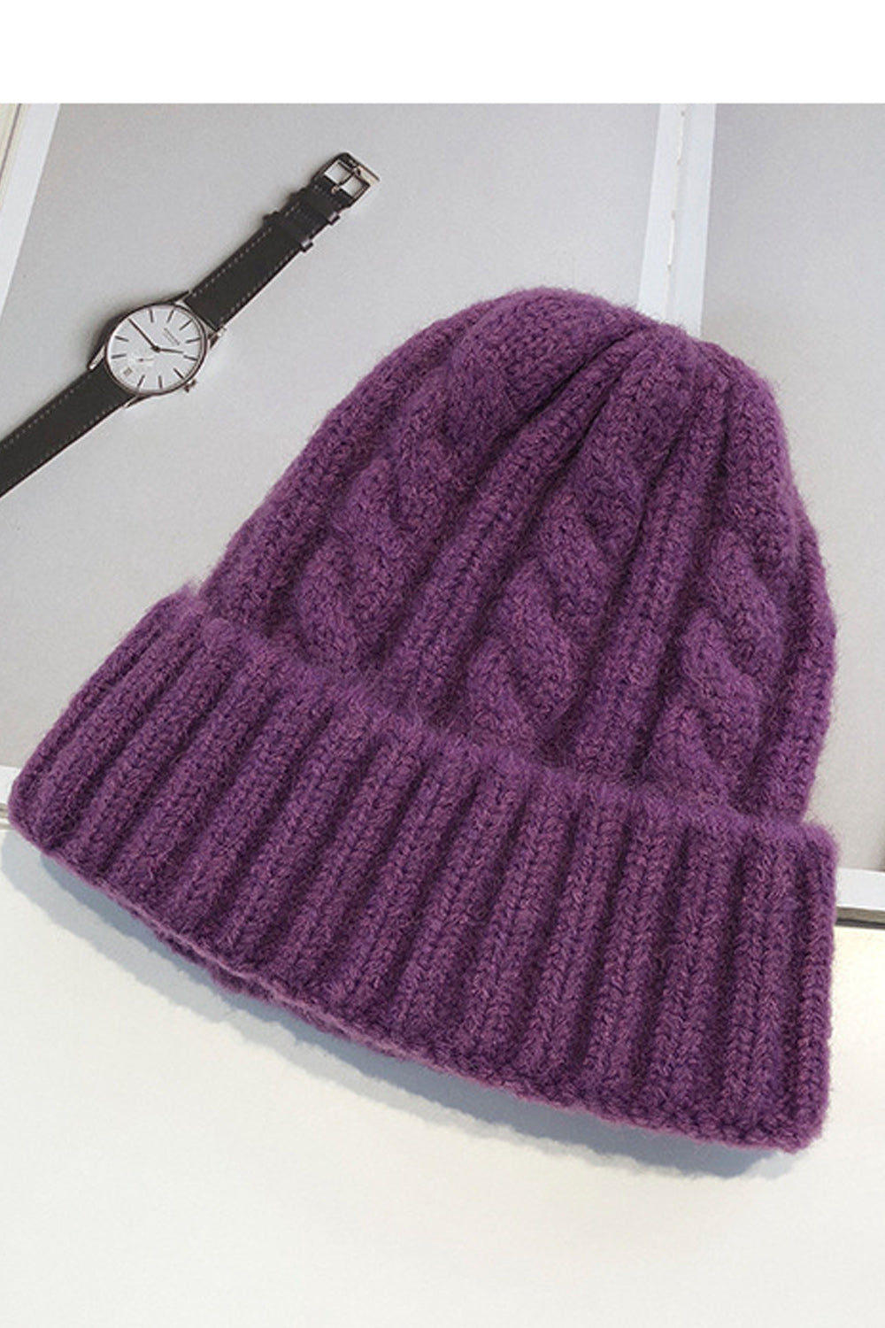 Women Thick Winter Outdoor Ear Protection Solid Colored Knitted Hat