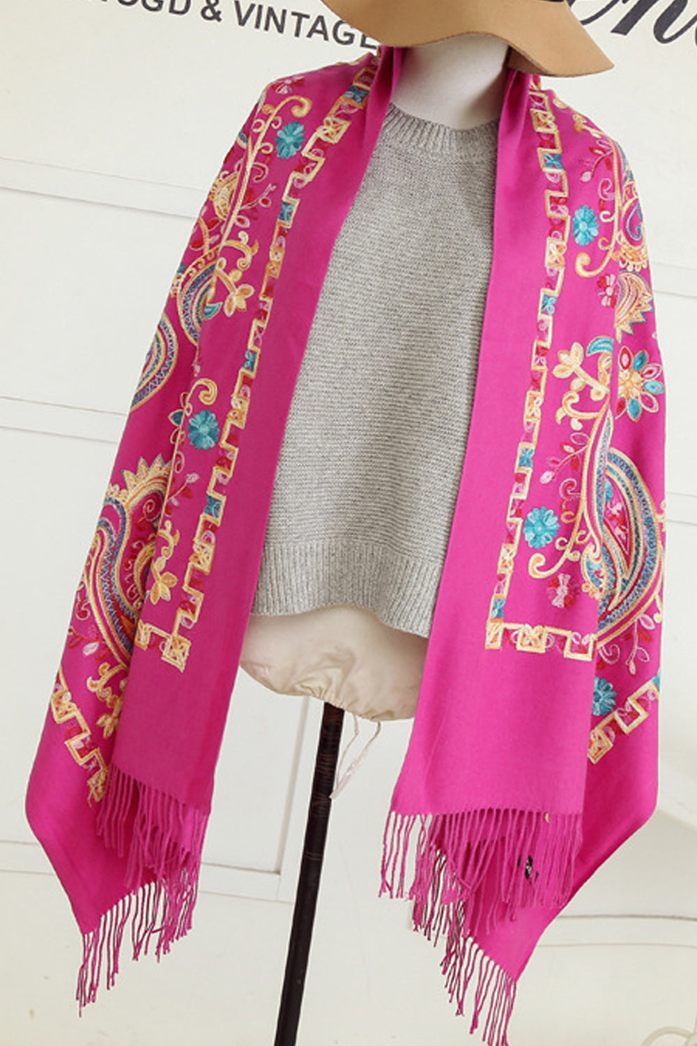 Women Beautiful Embroidered Cashmere Warm Winter Soft Shawl