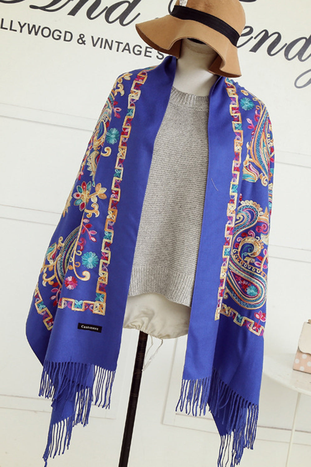 Women Beautiful Embroidered Cashmere Warm Winter Soft Shawl