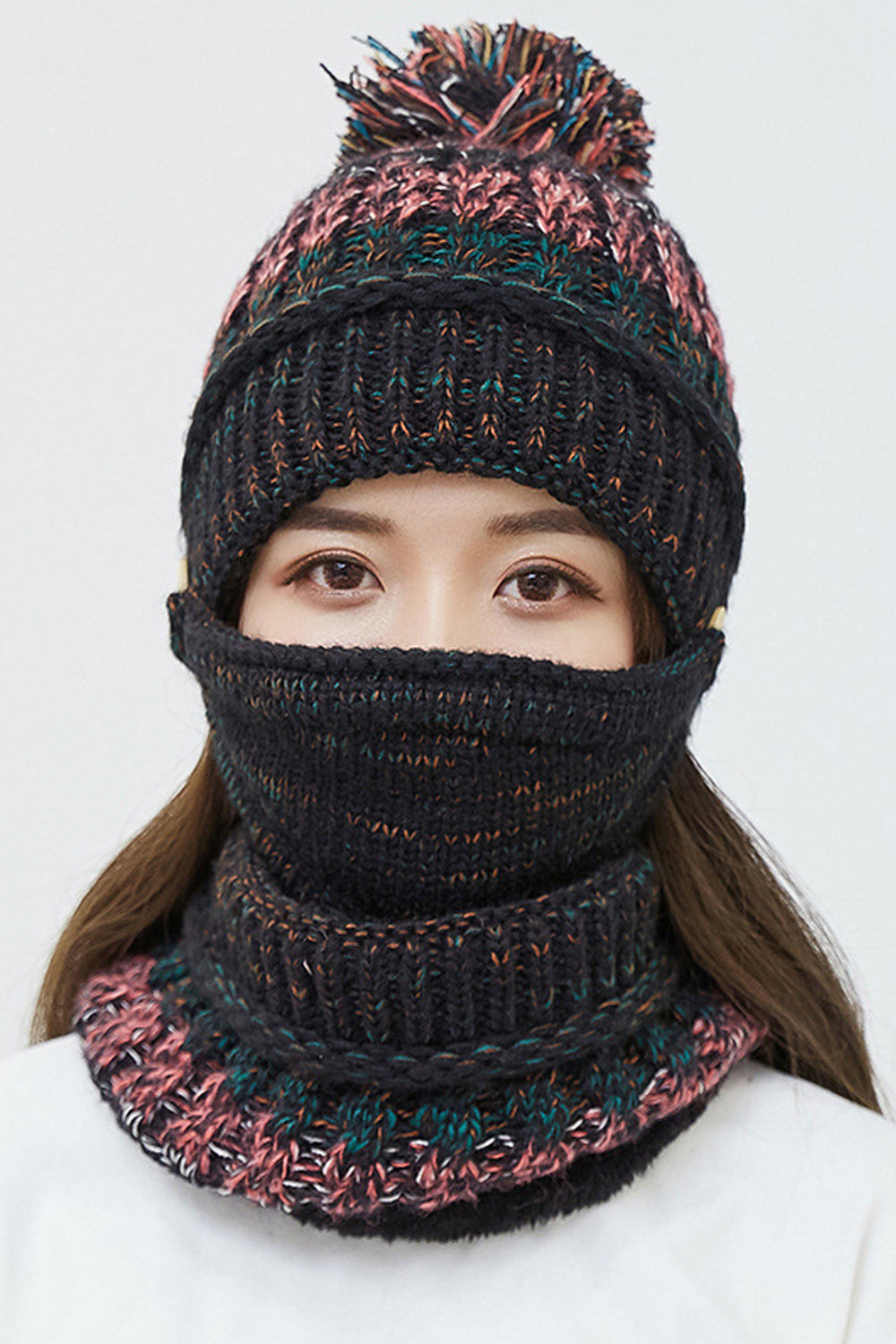 Women Classy Hair Ball Decorated Windproof Ear Protection Warm Knitted Hat