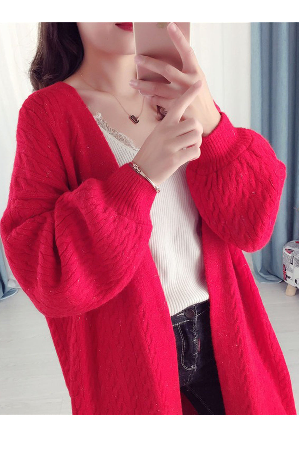 Women Comfy Mid Length Solid Colored Amazing Cardigan