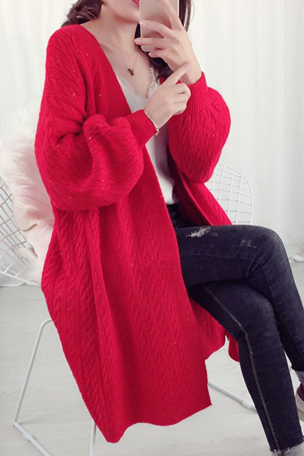 Women Comfy Mid Length Solid Colored Amazing Cardigan