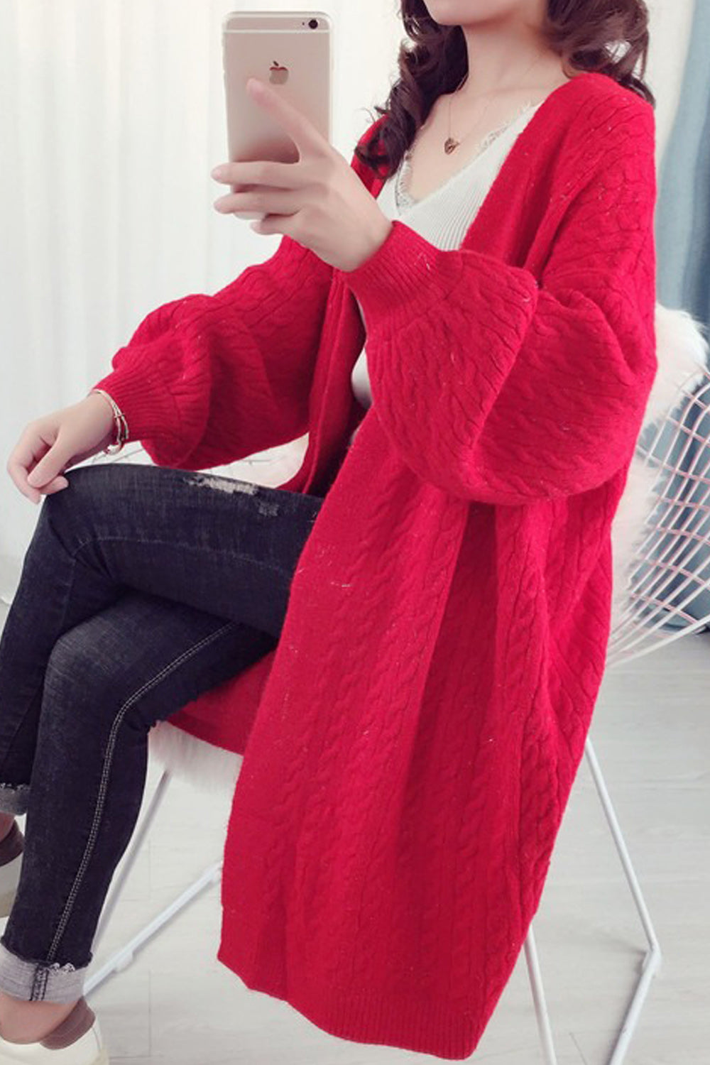 Women Comfy Mid Length Solid Colored Amazing Cardigan