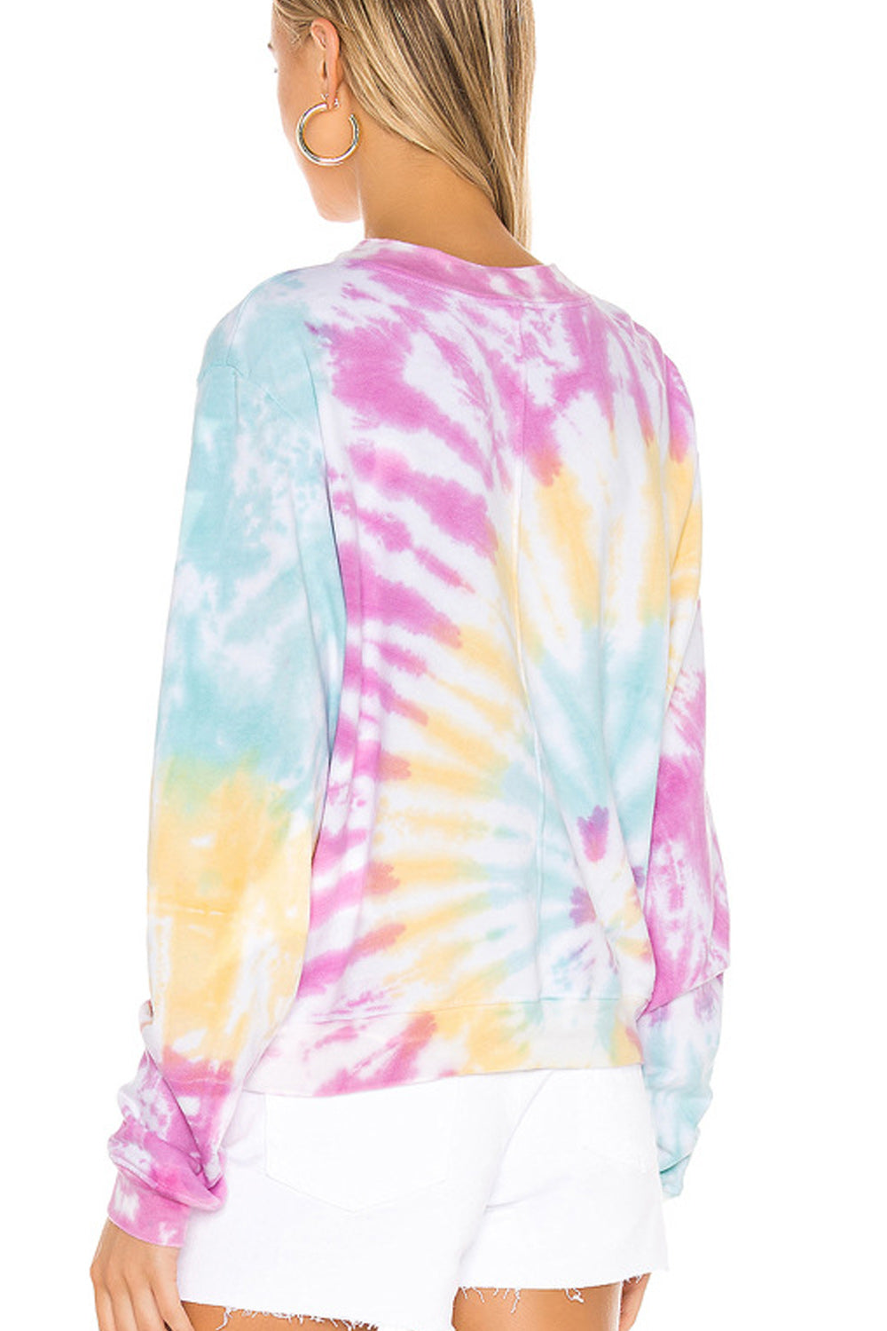 Women Tie Dye Pattern Round Neck Magnificent Long Sleeve Sweatshirt