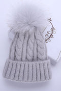 Kids Girls Soft Lovely Hair Ball Attached Solid Colored Winter Hat