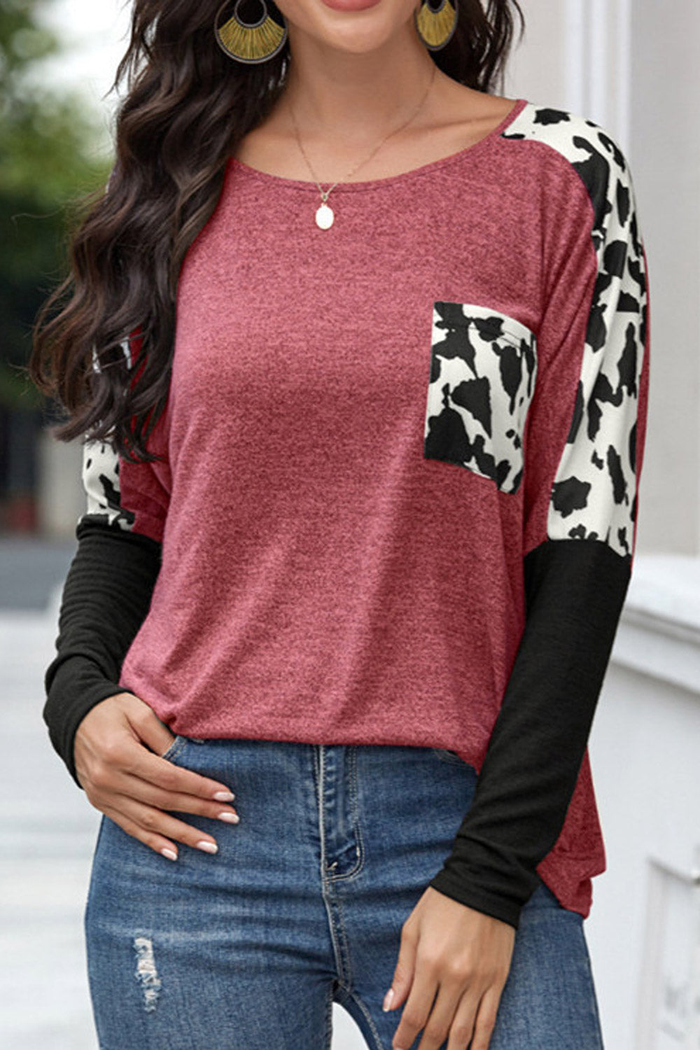 Women Round Neck Elegant Pattern Soft Sweatshirt