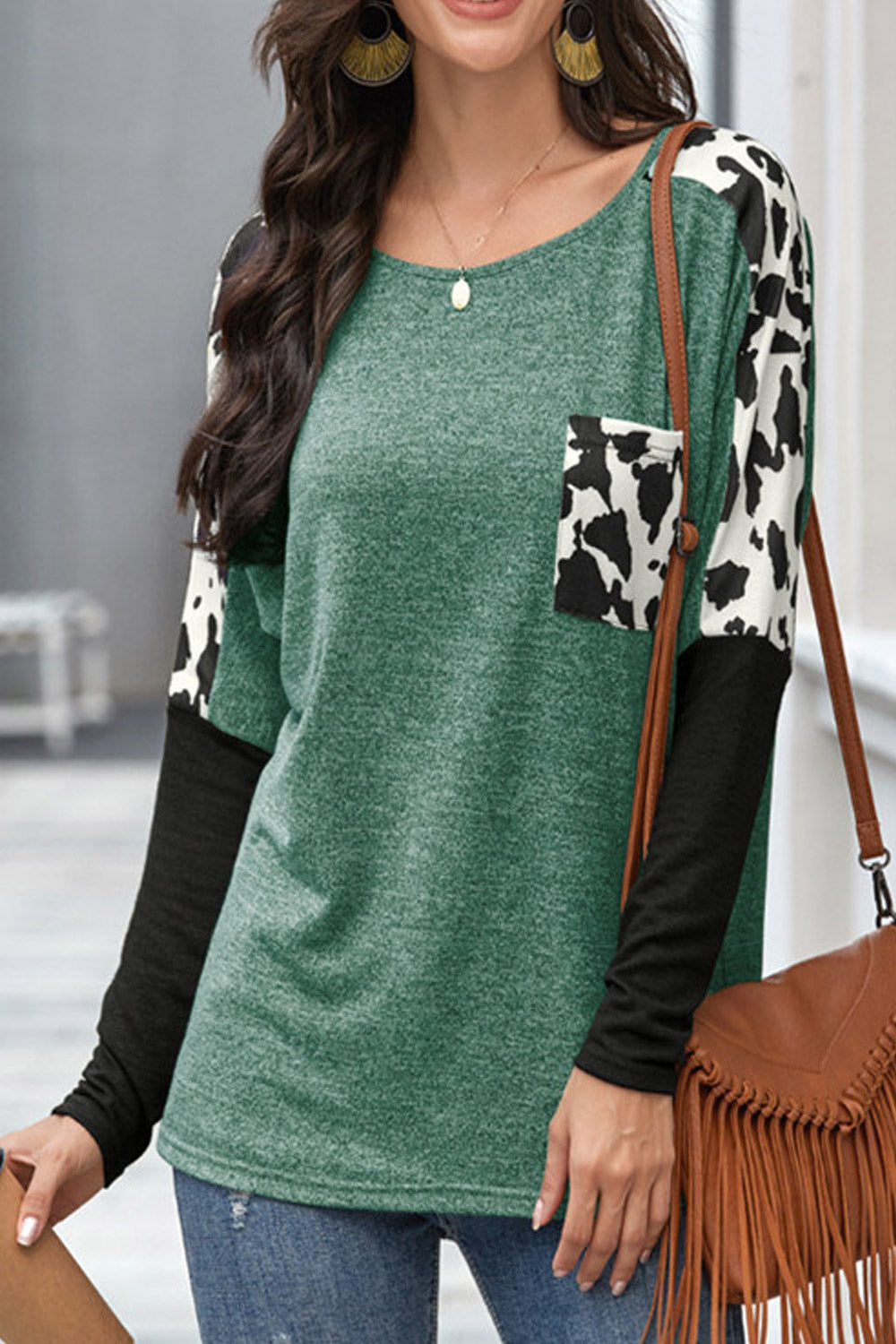 Women Round Neck Elegant Pattern Soft Sweatshirt