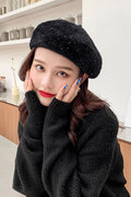 Women Shiny Small Sequins Decorated Beautiful Thick Beret Hat